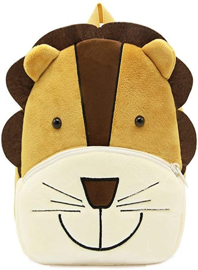 Delicado Cute Small Toddler Kids Backpack Plush Cartoon Mini Children School/Nursery/Picnic/Travelling Bag for Baby Girl Boy Age 1-5 Years (BrownLion_Bag) - Image 1